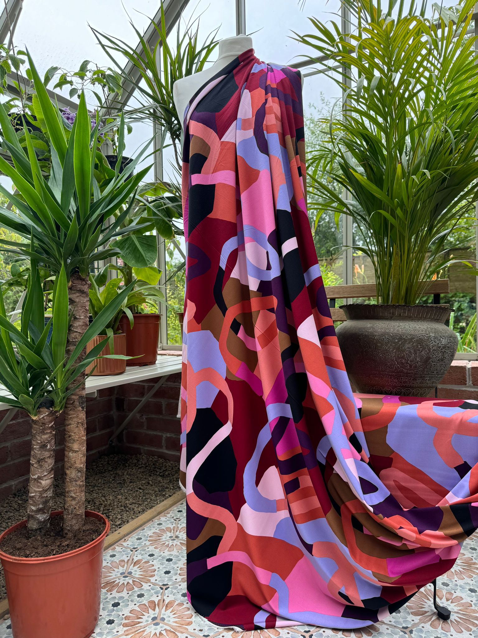 Rosella Natural Flow Print on Viscose with Stretch by Nerida Hansen ...